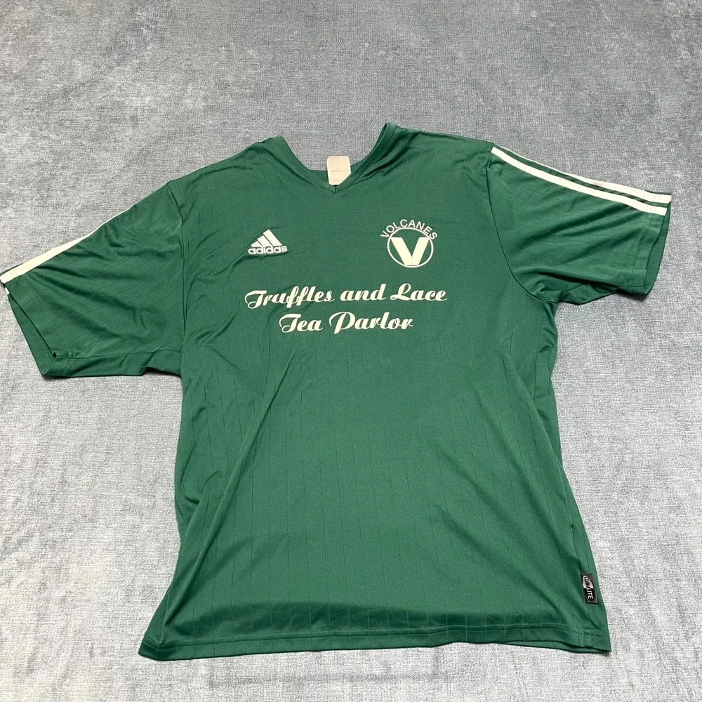 Adidas Volcanes #4 Soccer Jersey Mens Medium Green V-Neck Football Short Sleeve